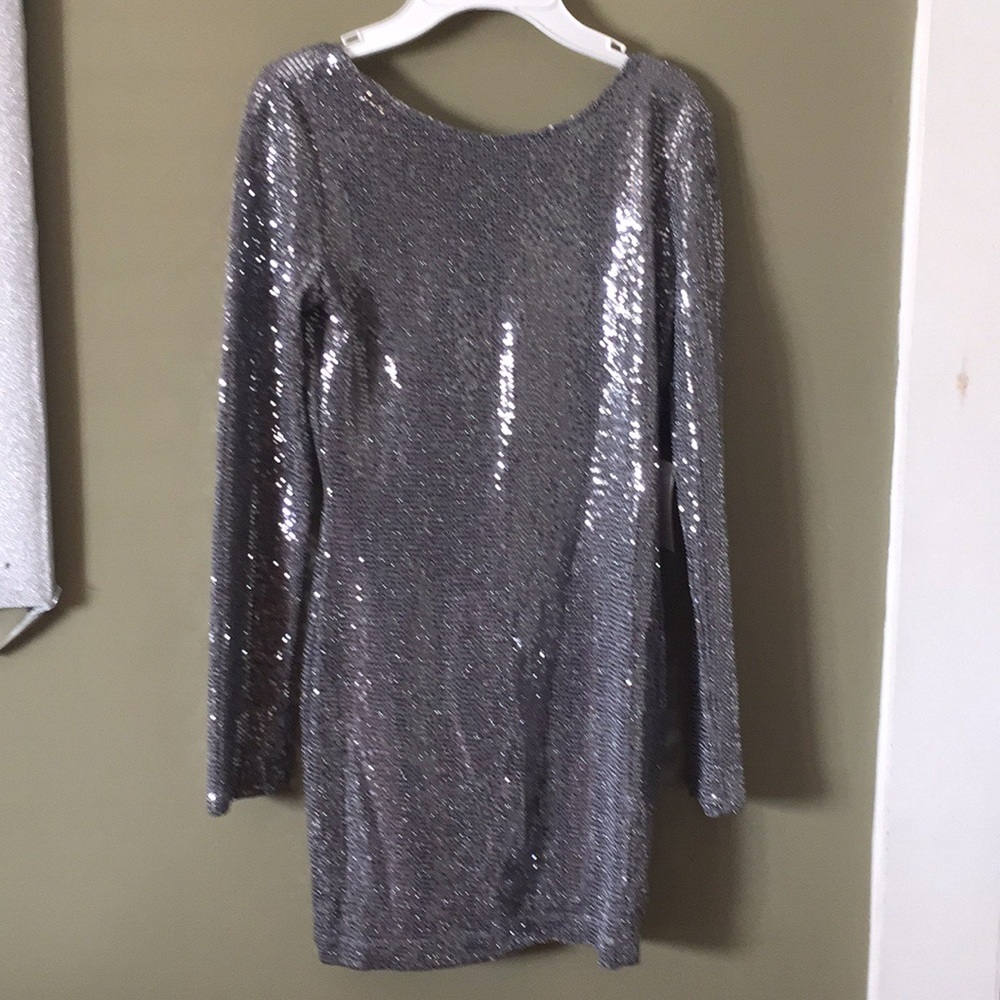 Mystique Boutique Silver Backless Dress Size M